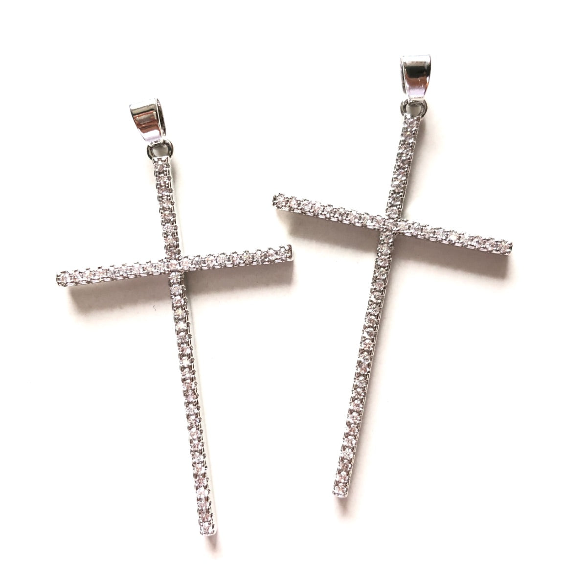 10pcs/lot Big Size Slim CZ Paved Cross Charms Silver CZ Paved Charms Crosses New Charms Arrivals Charms Beads Beyond
