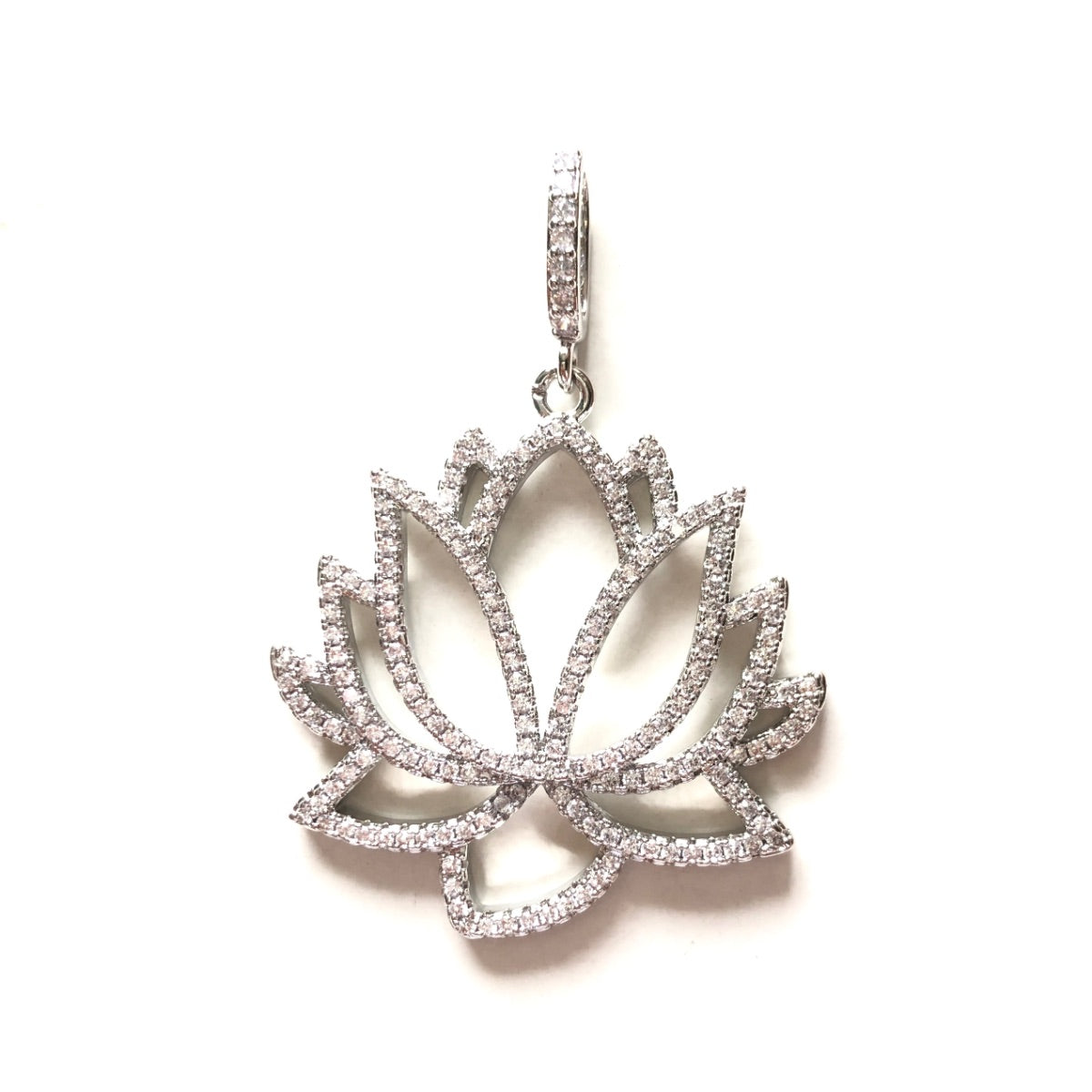5-10pcs/lot CZ Paved Lotus Flower Charms Silver CZ Paved Charms Flowers New Charms Arrivals Charms Beads Beyond