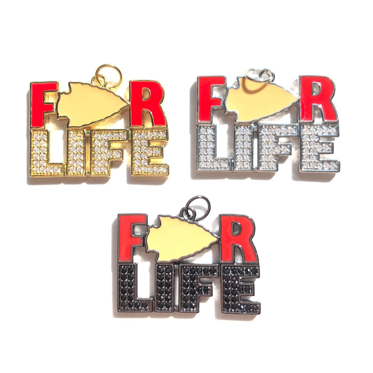 10pcs/lot CZ Paved Chiefs For Life Football Word Charms Mix Colors CZ Paved Charms American Football Sports New Charms Arrivals Charms Beads Beyond