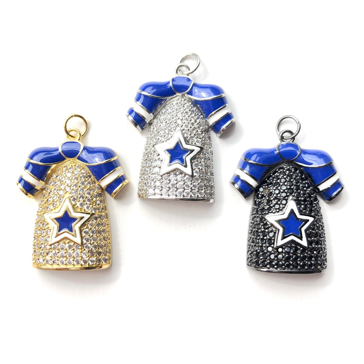 10pcs/Lot CZ Paved Cowboys Jersey American Football Soccer Charms Mix Colors CZ Paved Charms American Football Sports New Charms Arrivals Charms Beads Beyond