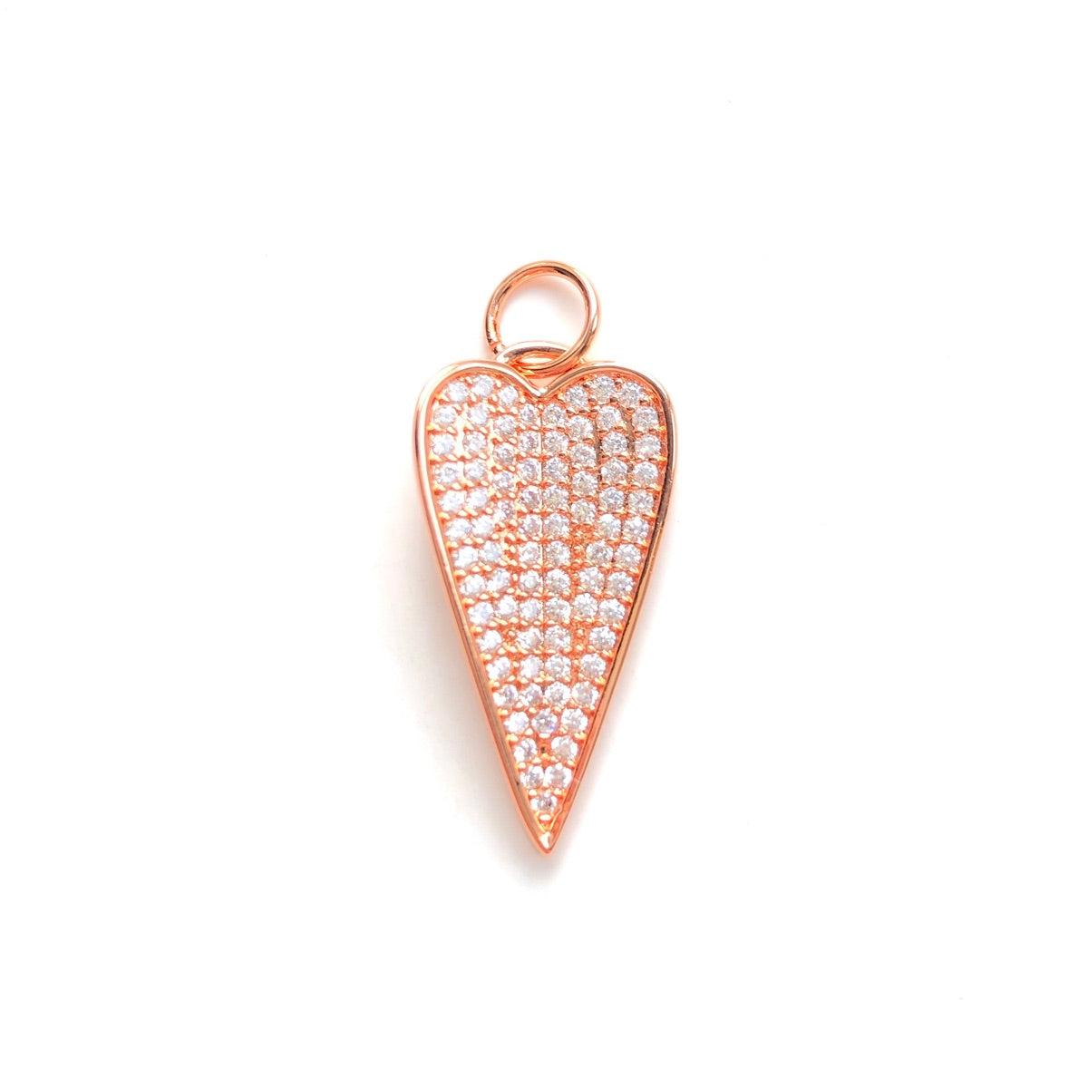 10pcs/lot 26.6*22mm CZ Paved Heart Charm Pendants Rose Gold CZ Paved Charms Hearts New Charms Arrivals Charms Beads Beyond