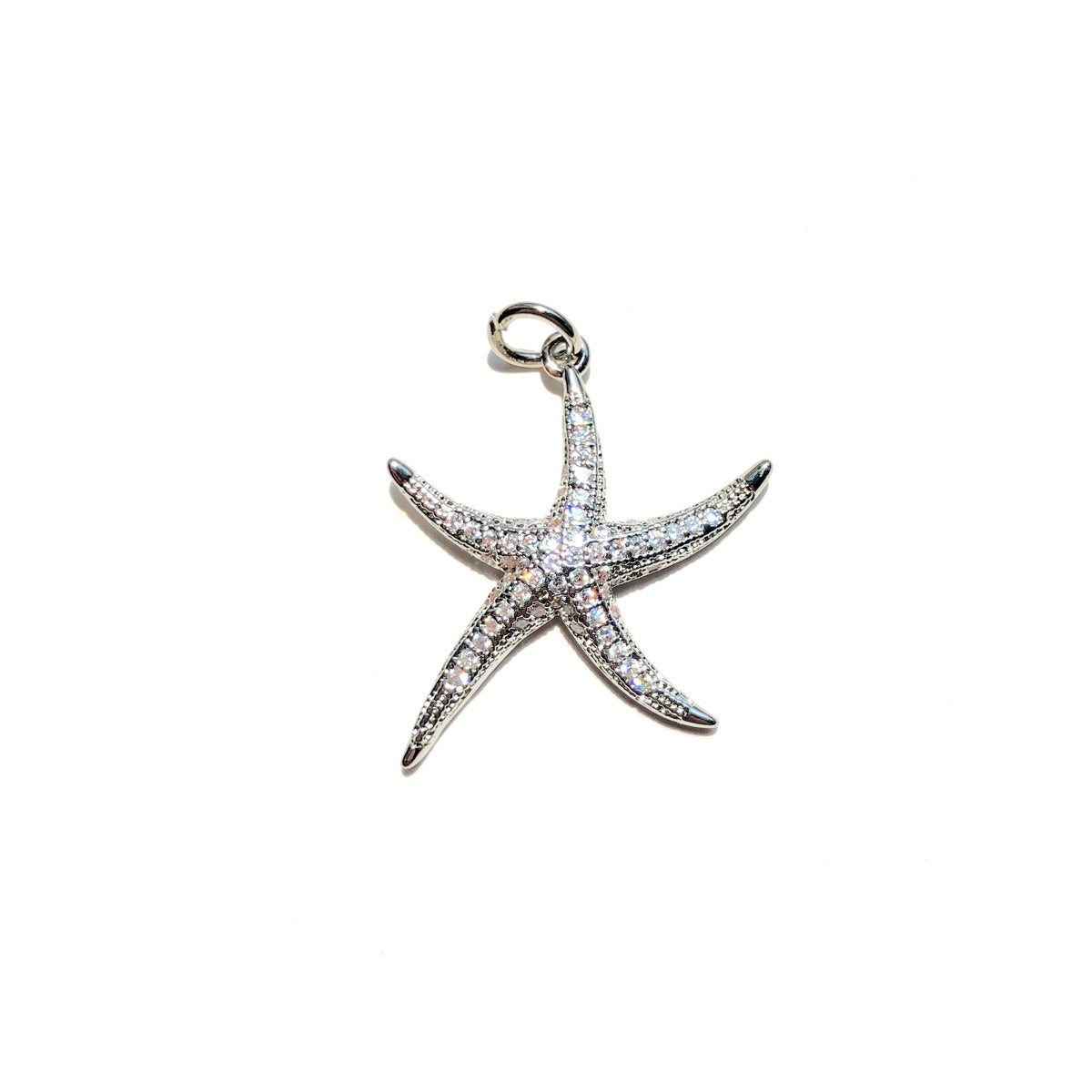 10pcs/lot Clear Turquoise CZ Paved Starfish Charms