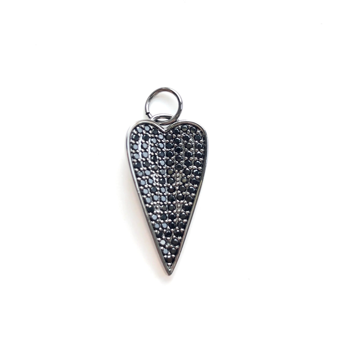10pcs/lot 26.6*22mm CZ Paved Heart Charm Pendants Black on Black CZ Paved Charms Hearts New Charms Arrivals Charms Beads Beyond