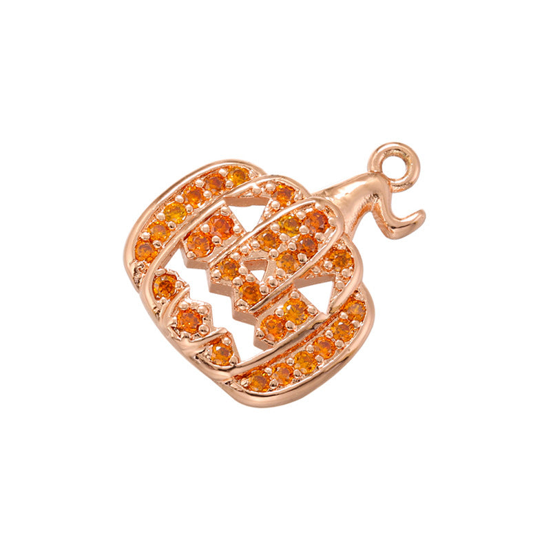 10pcs/lot CZ Paved Pumpkin Charm for Halloween Rose Gold CZ Paved Charms Halloween Charms Charms Beads Beyond