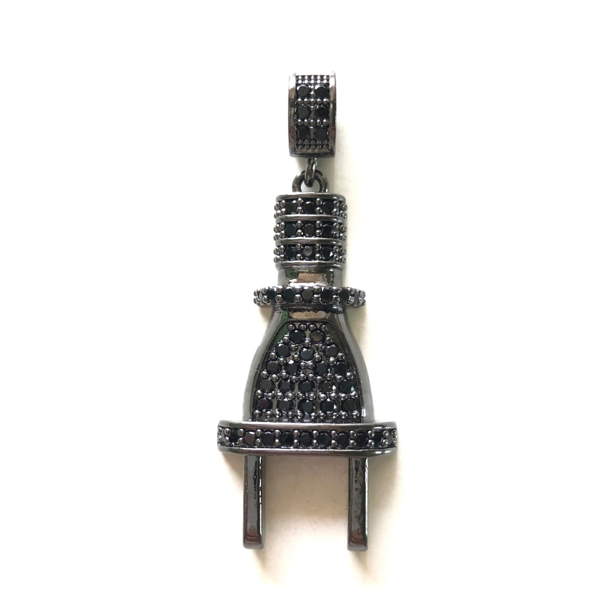 10pcs/lot CZ Paved Plug Charms-God Is the Plug Black on Black CZ Paved Charms Christian Quotes New Charms Arrivals Charms Beads Beyond