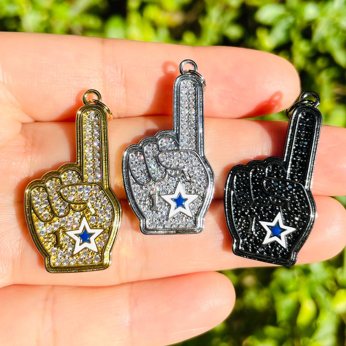 10pcs/Lot CZ Paved #1 Cowboys Fan American Dallas Football Soccer Charms Mix Colors CZ Paved Charms American Football Sports New Charms Arrivals Charms Beads Beyond