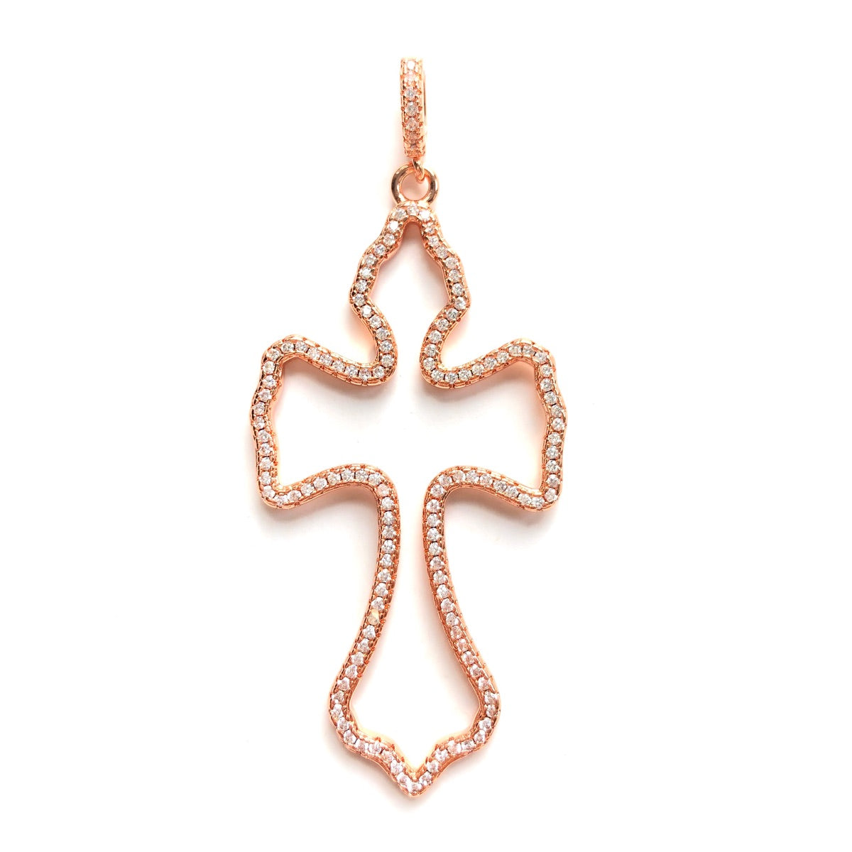 5-10pcs/lot Large Size CZ Paved Hollow Cross Charms Rose Gold CZ Paved Charms Crosses New Charms Arrivals Charms Beads Beyond