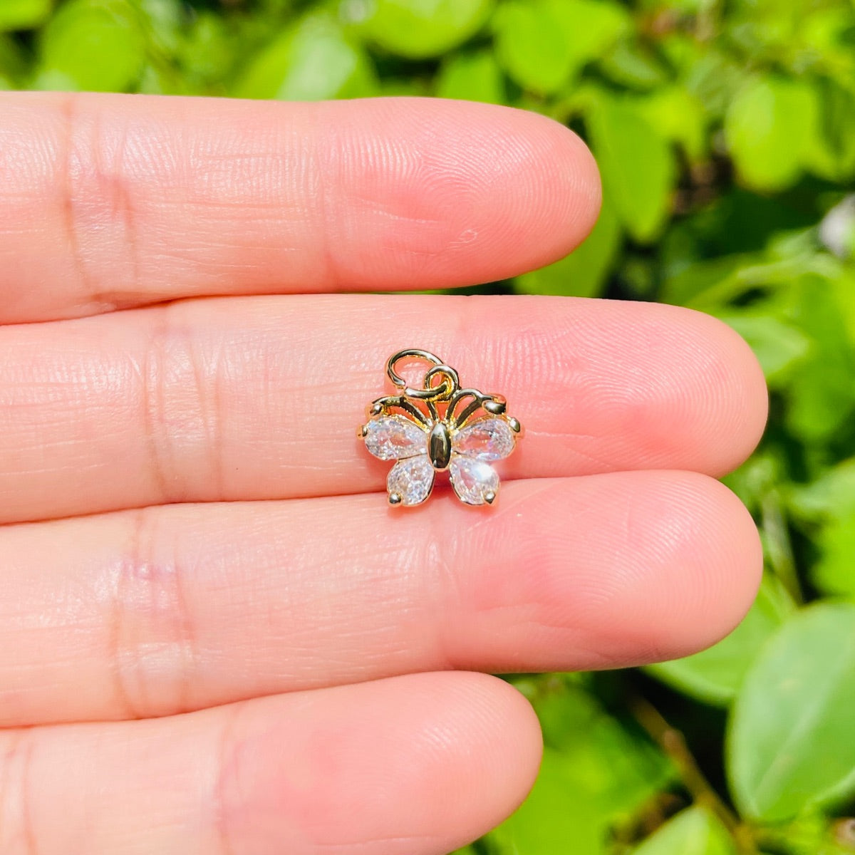 10pcs/lot Small Size CZ Paved Butterfly Charm
