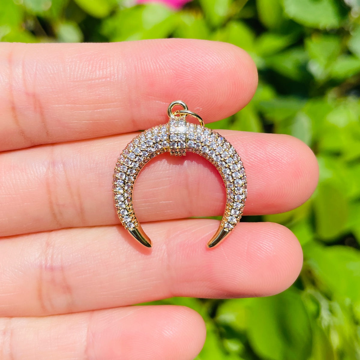 10pcs/lot 25*22.8mm CZ Paved Moon Charms