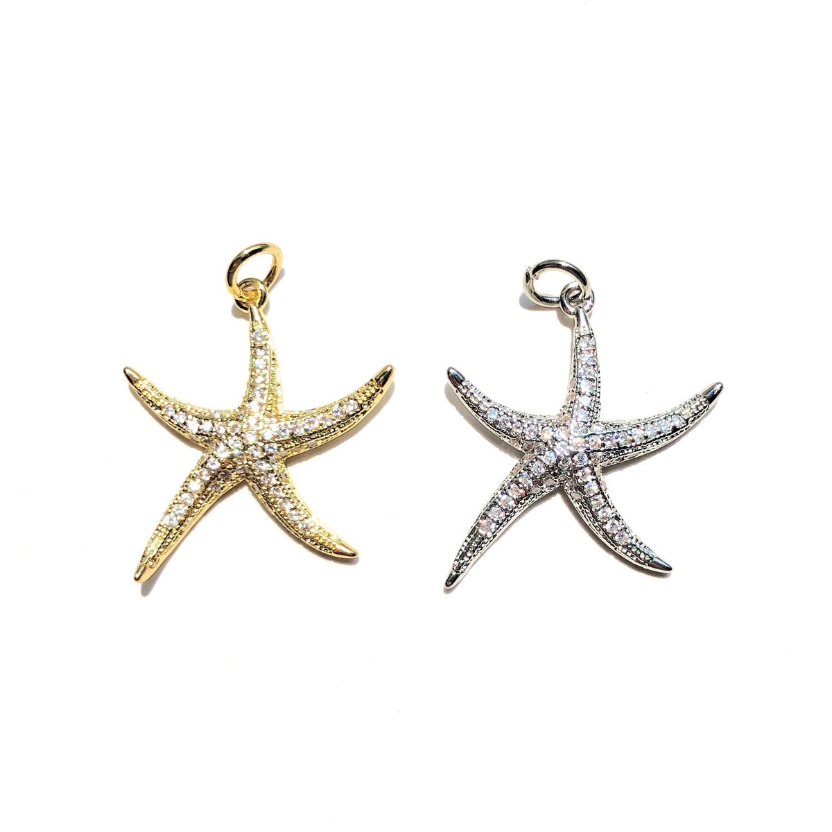 10pcs/lot Clear Turquoise CZ Paved Starfish Charms