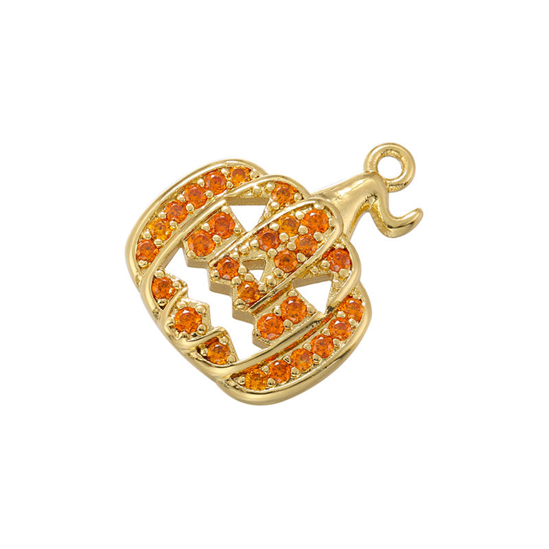 10pcs/lot CZ Paved Pumpkin Charm for Halloween Gold CZ Paved Charms Halloween Charms Charms Beads Beyond
