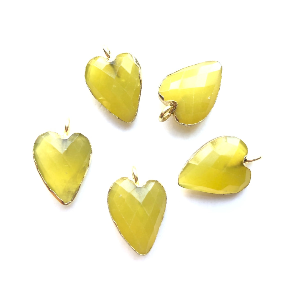 5pcs/Lot Gold Plated Bezel Natural Labradorite Amethyst Black Onyx Rose Quartz Small Heart Pendants Yellow Jade Stone Charms New Charms Arrivals Charms Beads Beyond