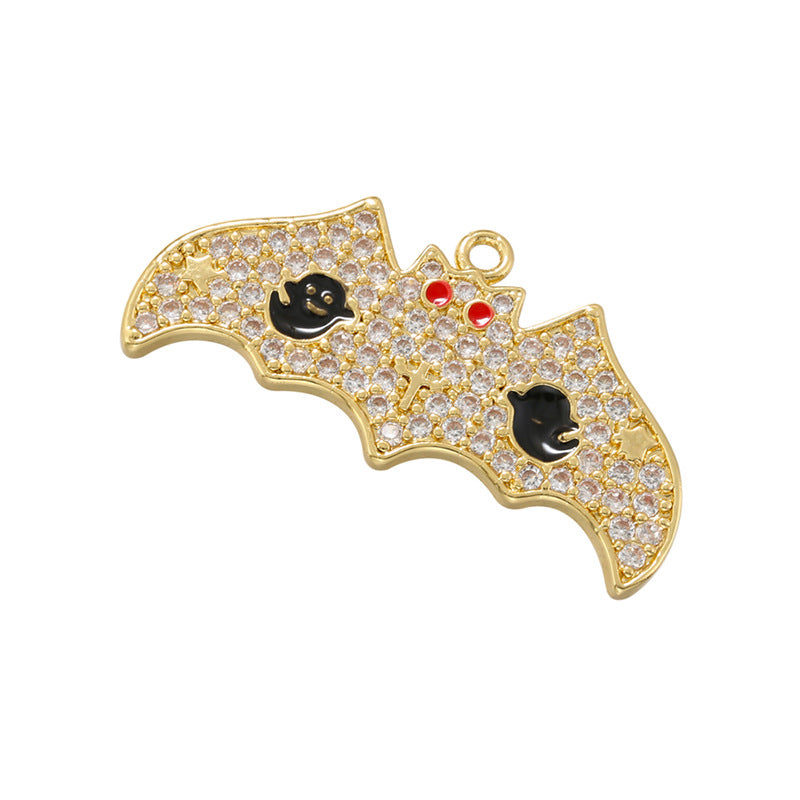 10pcs/lot CZ Paved Bat Charm for Halloween Clear on Gold CZ Paved Charms Halloween Charms Charms Beads Beyond