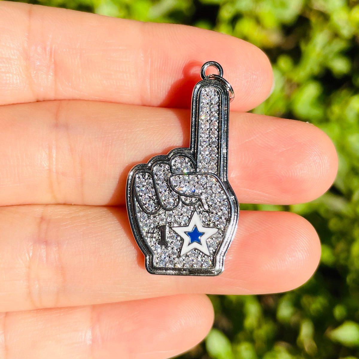 10pcs/Lot CZ Paved #1 Cowboys Fan American Dallas Football Soccer Charms Silver CZ Paved Charms American Football Sports New Charms Arrivals Charms Beads Beyond