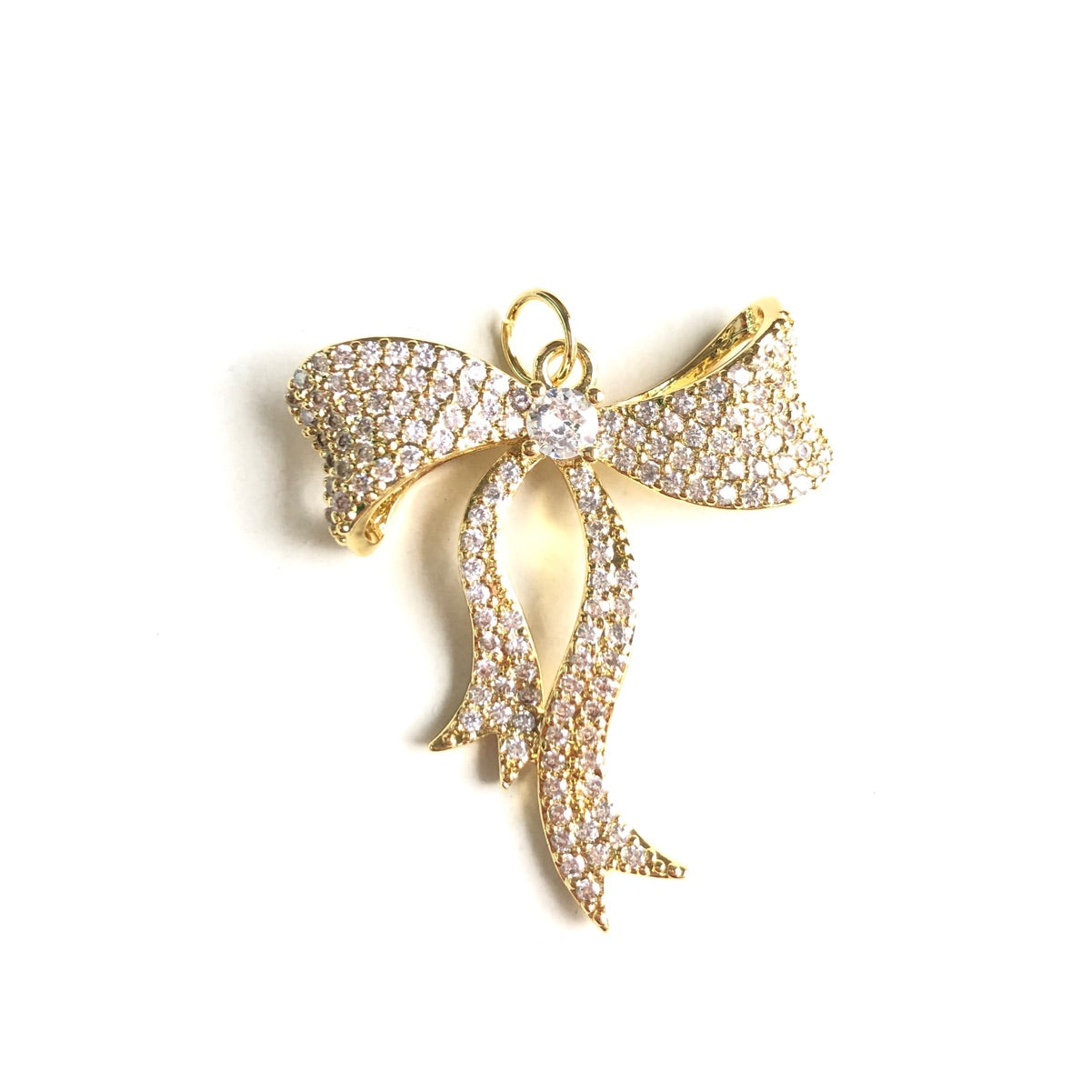 10pcs/lot 34*28.8mm CZ Paved Bow Bowknot Charms Gold CZ Paved Charms Bow Ties New Charms Arrivals Charms Beads Beyond
