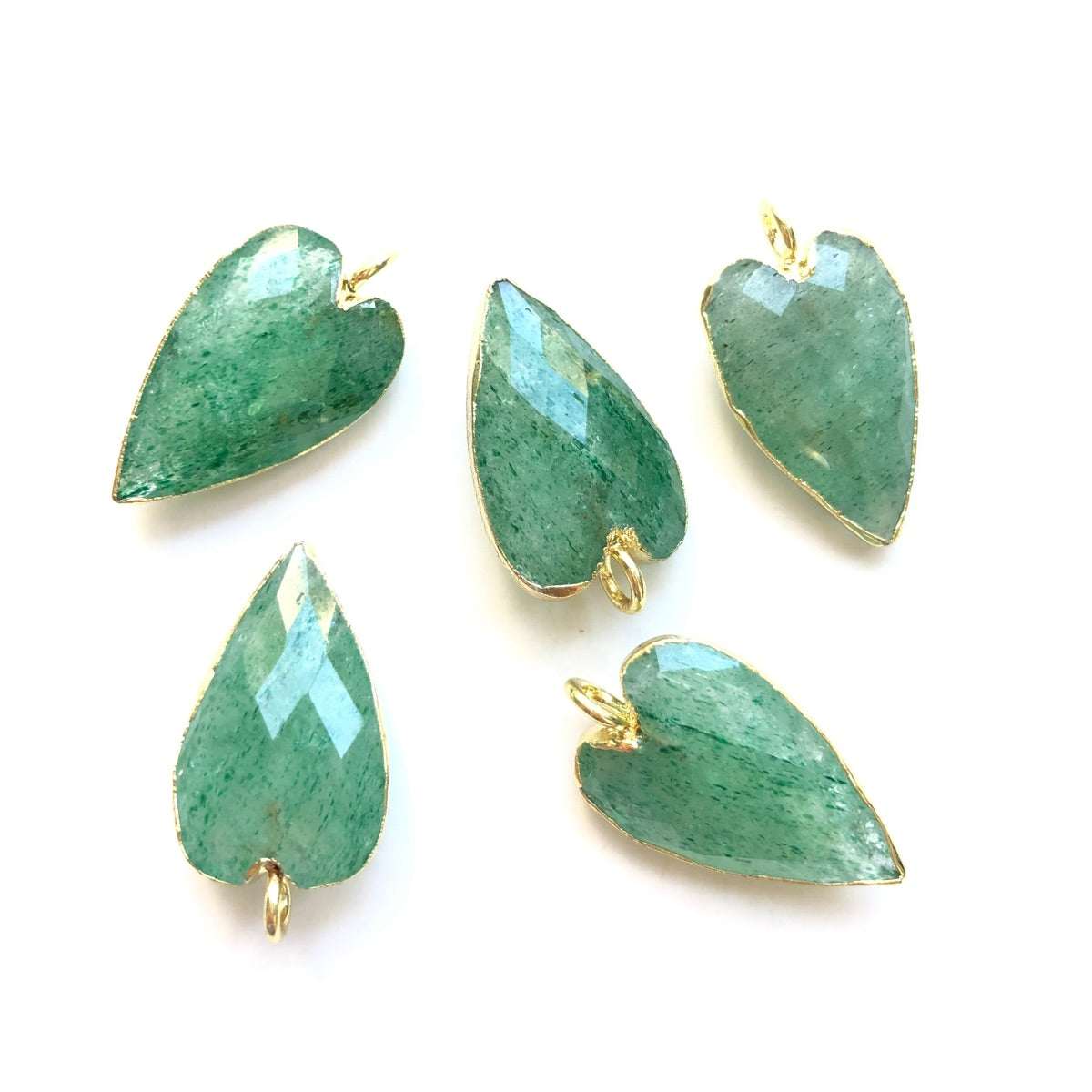 5pcs/Lot Gold Plated Bezel Natural Labradorite Amethyst Black Onyx Rose Quartz Faceted Heart Pendants Green Strawberry quartz Stone Charms New Charms Arrivals Charms Beads Beyond