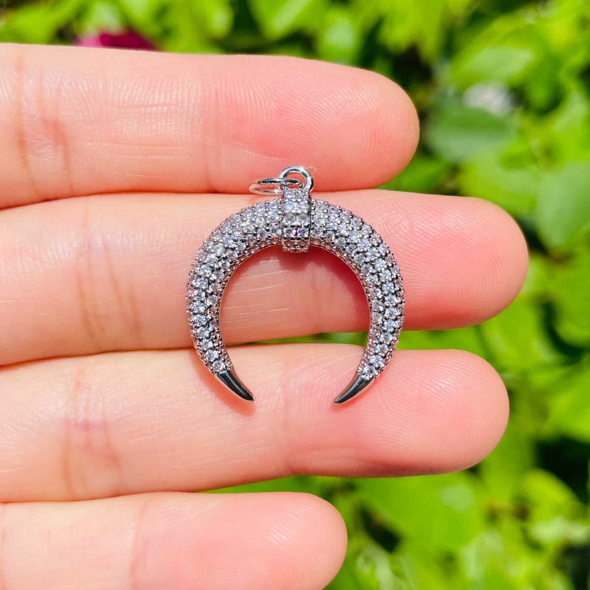 10pcs/lot 25*22.8mm CZ Paved Moon Charms