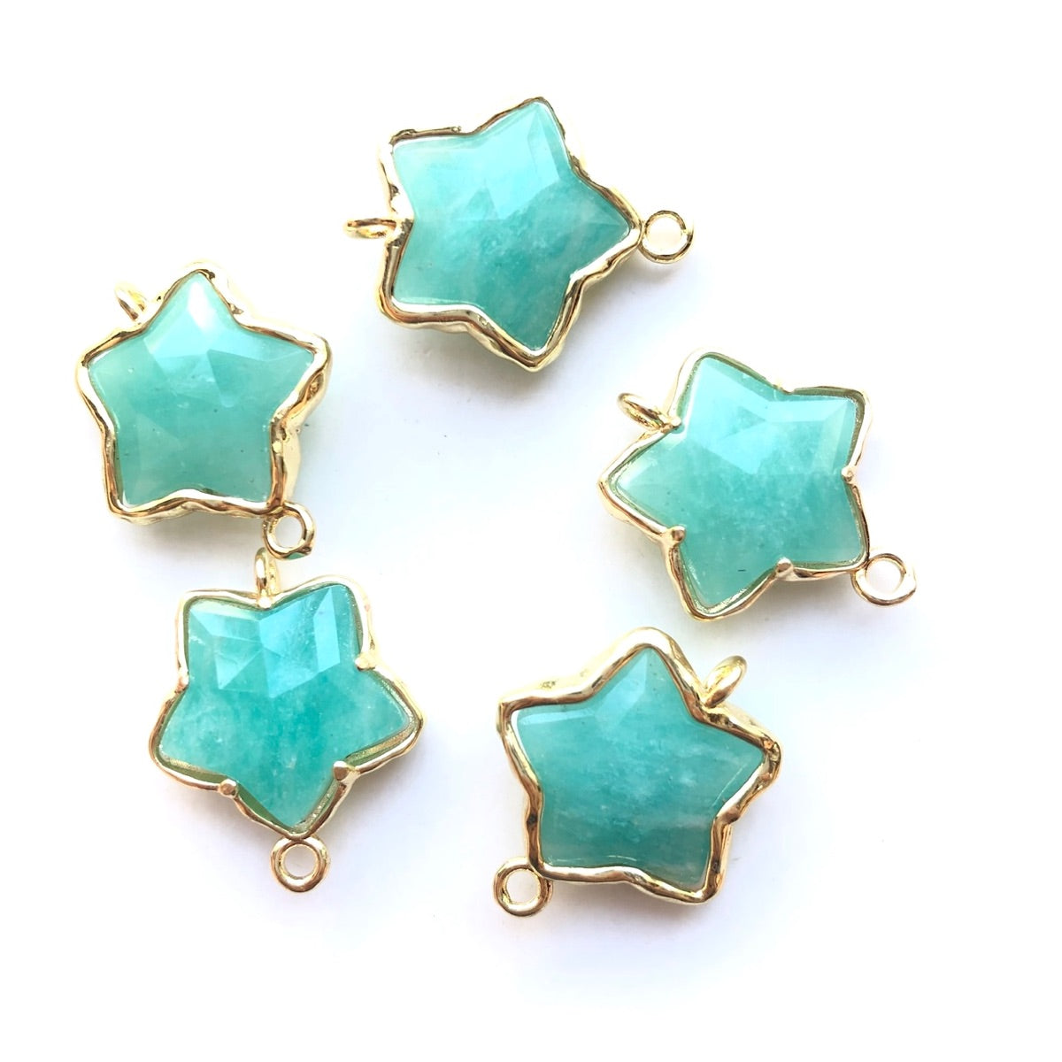 5pcs/Lot Gold Plated Bezel Natural Amethyst Labradorite Black Onyx Red Agate Faceted Star Connectors Amazonite Stone Charms New Charms Arrivals Charms Beads Beyond