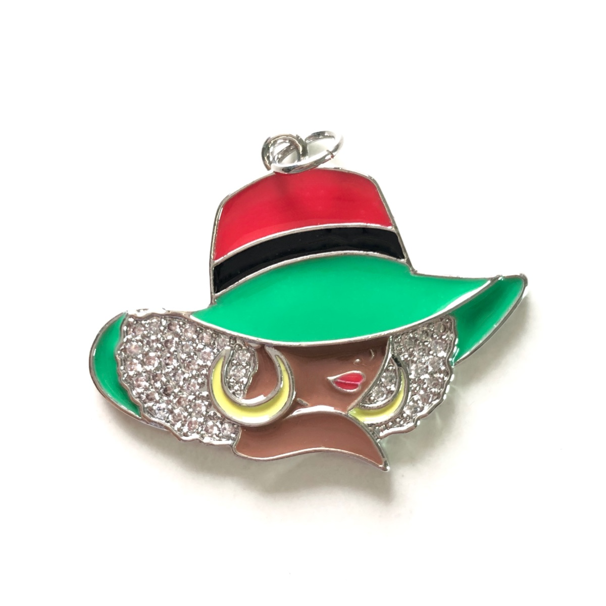 10pcs/lot CZ Paved Red Black Green Hat Afro Black Girl Charms for Juneteenth Awareness CZ Paved Charms Afro Girl/Queen Charms Juneteenth & Black History Month Awareness New Charms Arrivals Charms Beads Beyond