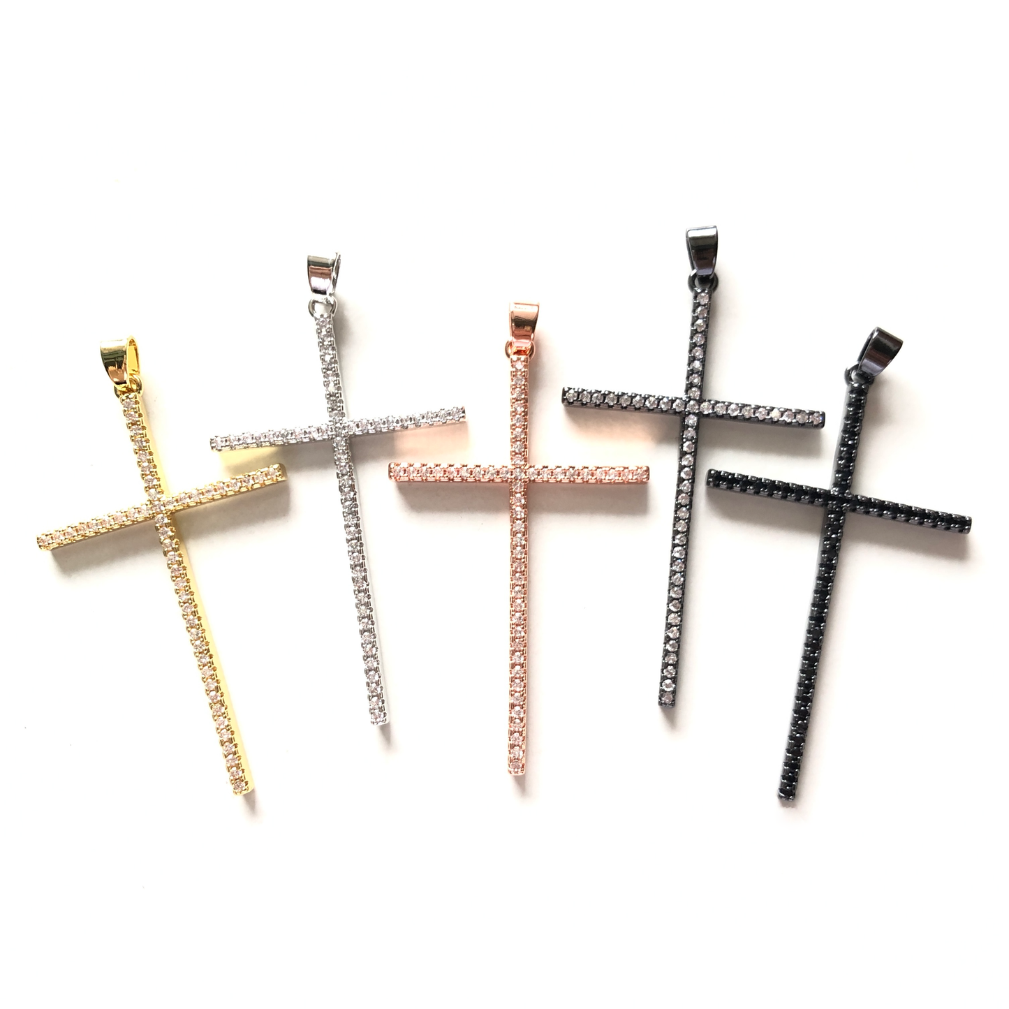 10pcs/lot Big Size Slim CZ Paved Cross Charms CZ Paved Charms Crosses New Charms Arrivals Charms Beads Beyond