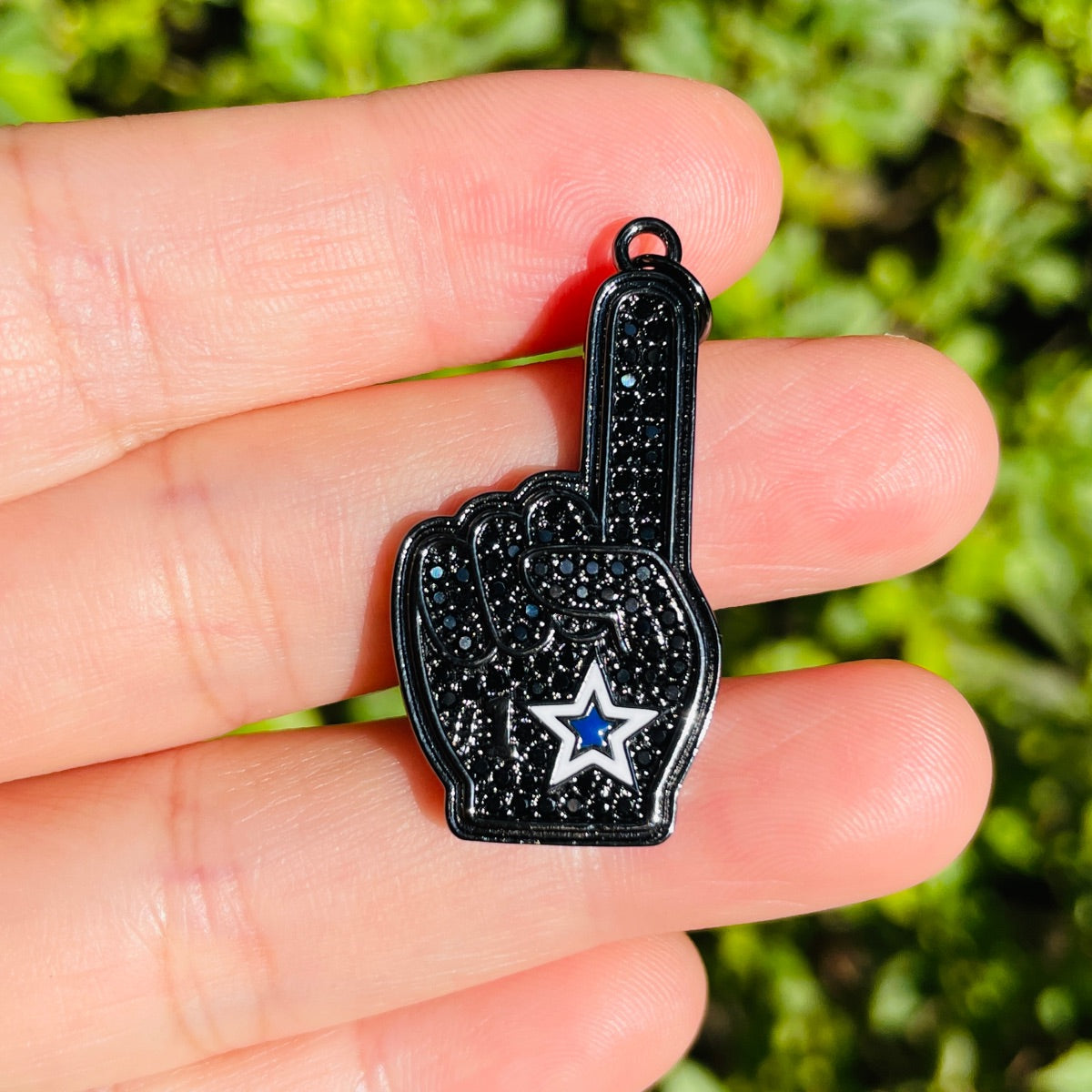 10pcs/Lot CZ Paved #1 Cowboys Fan American Dallas Football Soccer Charms Black on Black CZ Paved Charms American Football Sports New Charms Arrivals Charms Beads Beyond