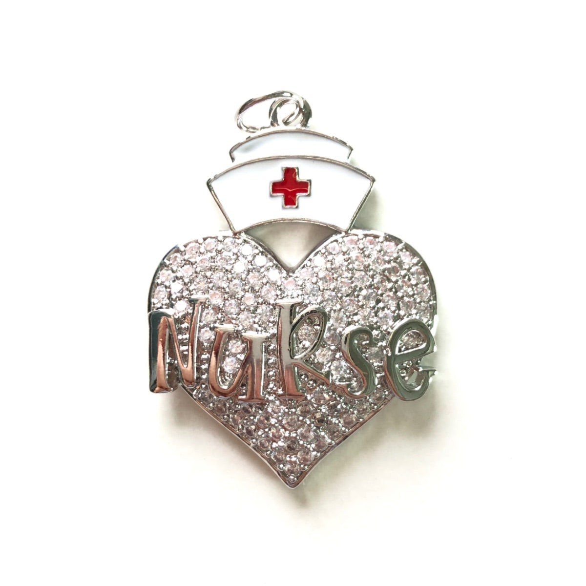 10pcs/lot CZ Pave Nurse Cap Heart Word Charms Nurse's Day CZ Paved Charms New Charms Arrivals Nurse Inspired Charms Beads Beyond