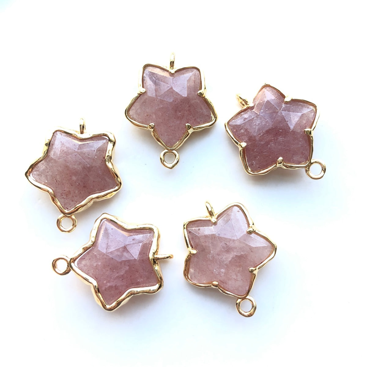 5pcs/Lot Gold Plated Bezel Natural Amethyst Labradorite Black Onyx Red Agate Faceted Star Connectors Strawberry Quartz Stone Charms New Charms Arrivals Charms Beads Beyond