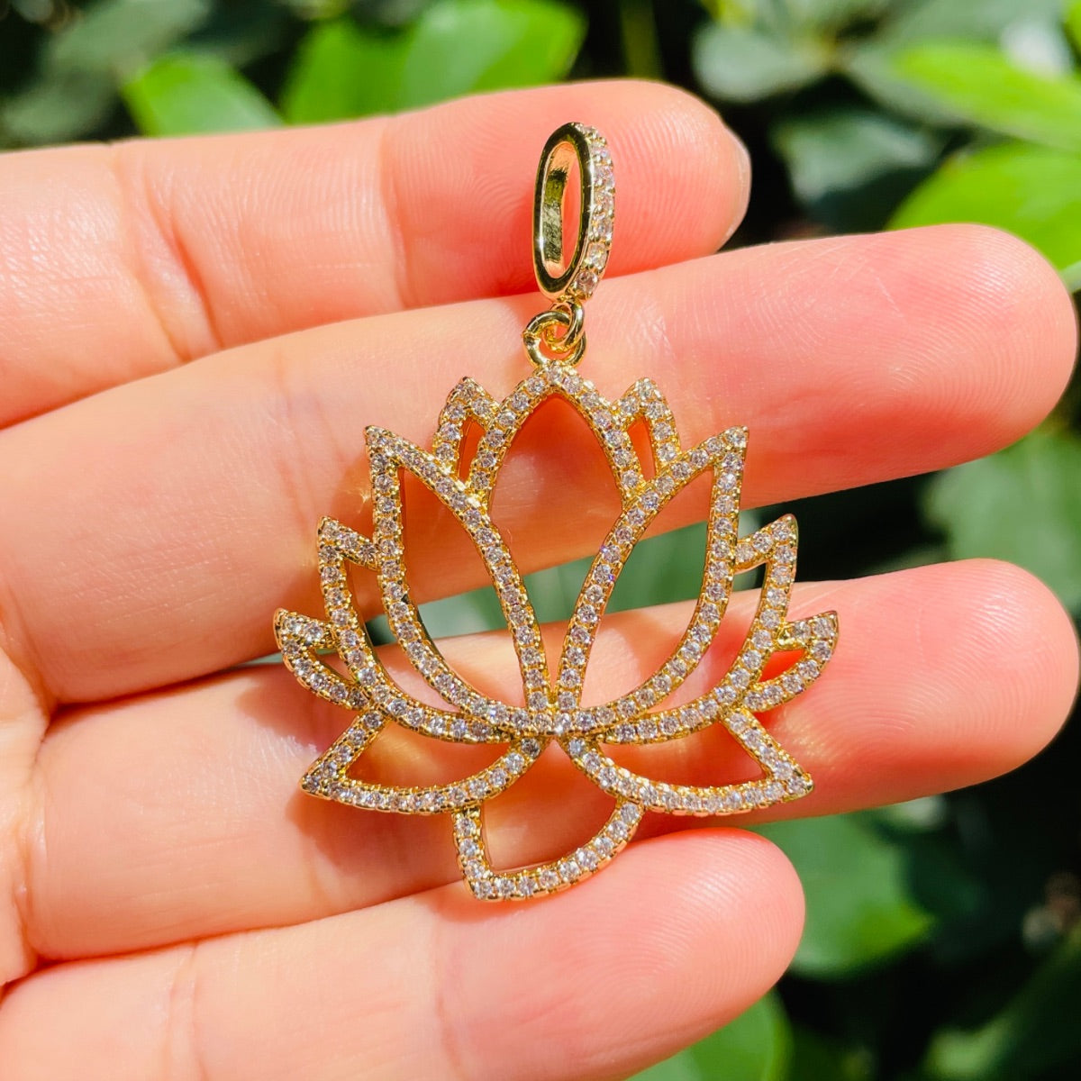 5-10pcs/lot CZ Paved Lotus Flower Charms CZ Paved Charms Flowers New Charms Arrivals Charms Beads Beyond