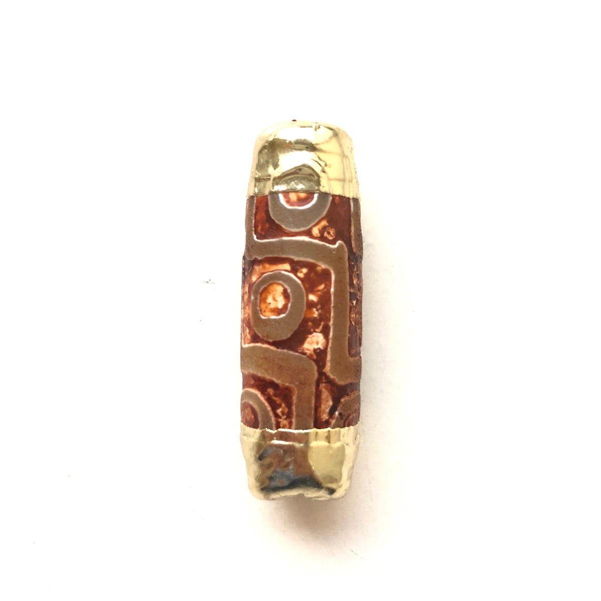 1PC 41*14mm Gold Plated Bezel Tibetan Agate Spacer Focal Beads Brown Vintage Agate Spacers Focal Beads Charms Beads Beyond