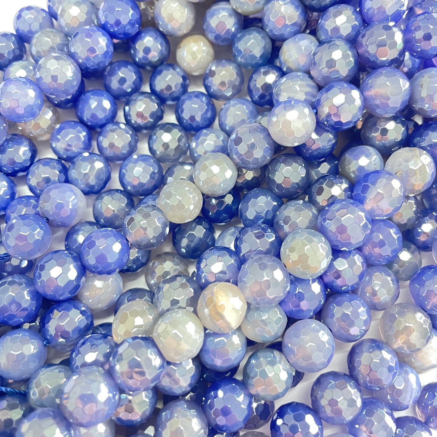 10mm Electroplated Blue Agate Stone Faceted Beads-Grade A Premium Quality Electroplated Beads New Beads Arrivals Premium Quality Agate Beads Charms Beads Beyond