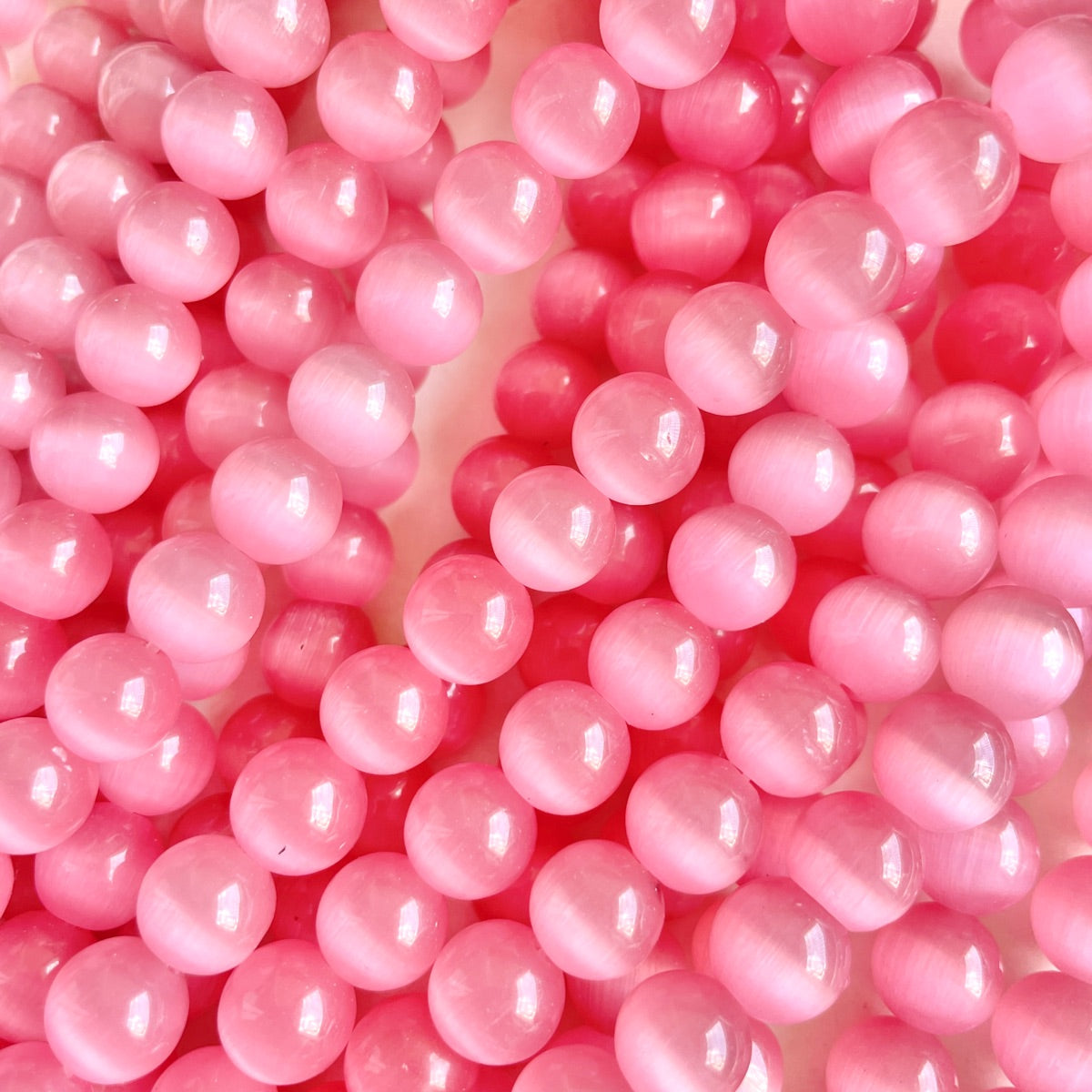 2 Strands/Lot 10mm Natural Pink Cat's Eye Opal Stone Round Beads Stone Beads Breast Cancer Awareness Cat's Eye Beads New Beads Arrivals Charms Beads Beyond
