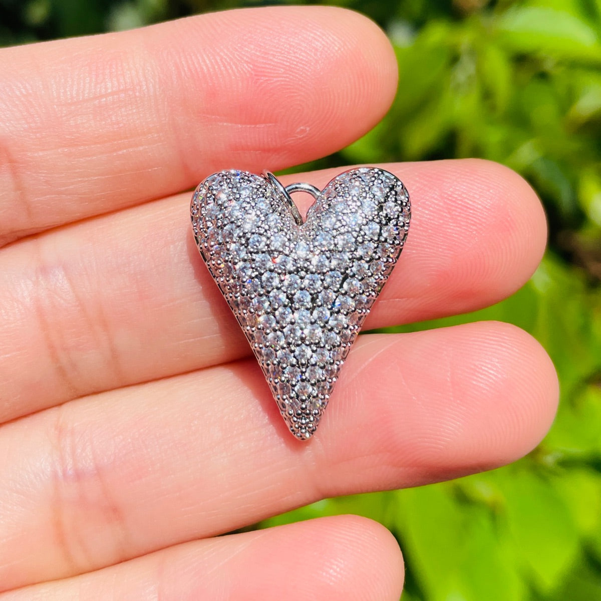10pcs/lot CZ Paved 3D Heart Charm Pendants