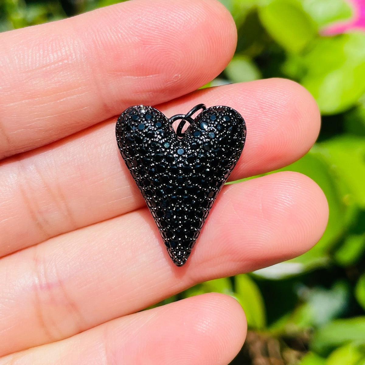 10pcs/lot CZ Paved 3D Heart Charm Pendants