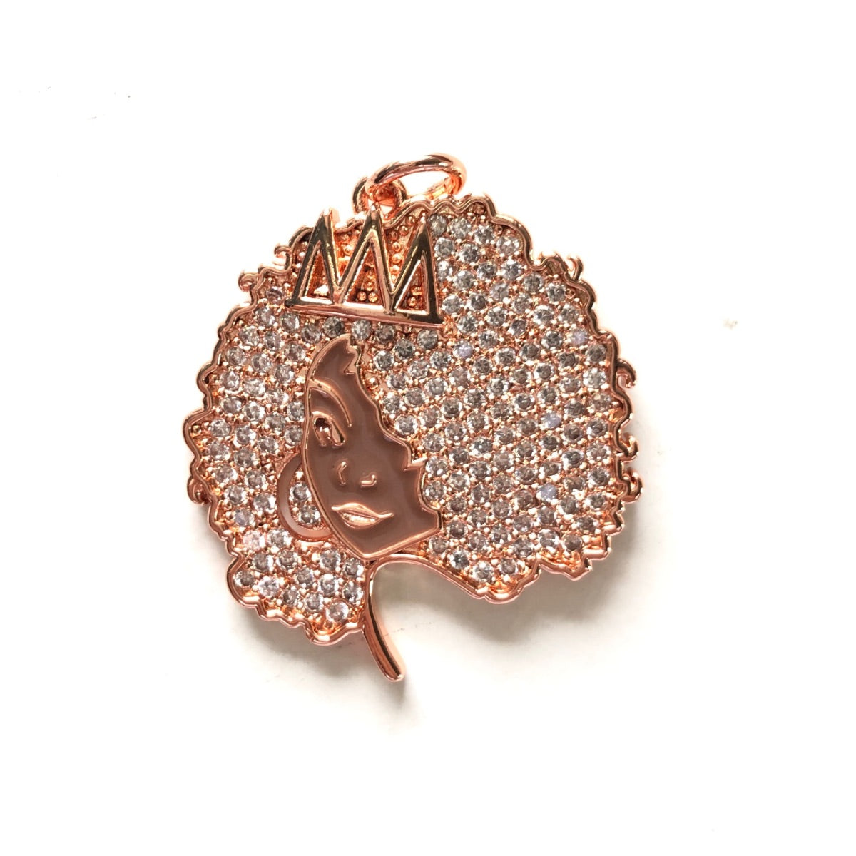 10pcs/lot 30*27mm CZ Afro Girl Black Queen Charm Pendants Rose Gold CZ Paved Charms Afro Girl/Queen Charms On Sale Charms Beads Beyond
