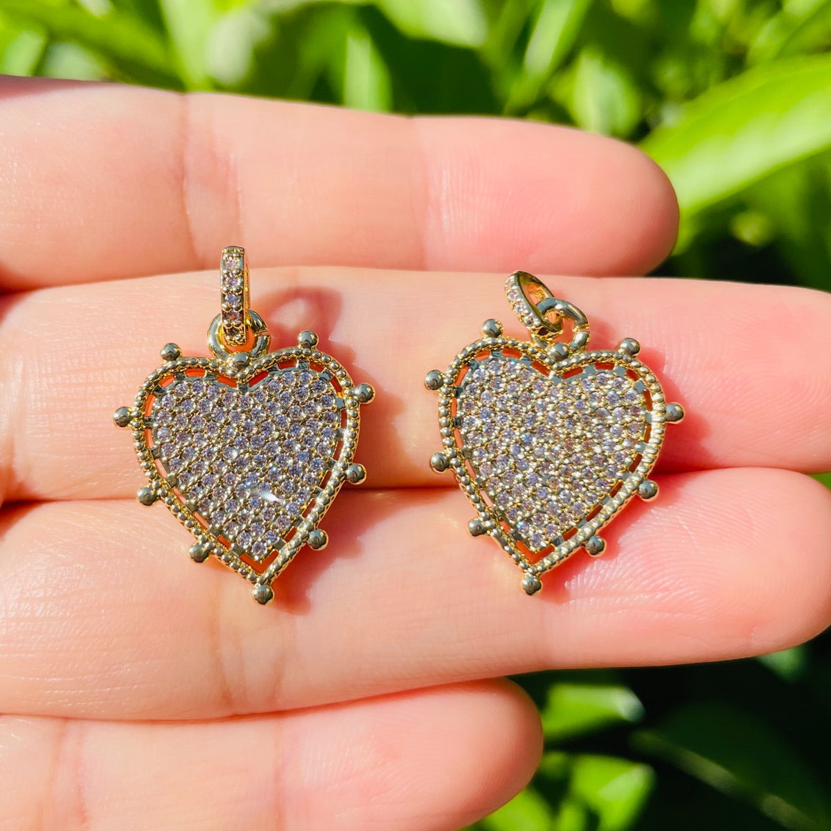 5-10pcs/lot CZ Paved Heart Charms CZ Paved Charms Hearts New Charms Arrivals Charms Beads Beyond