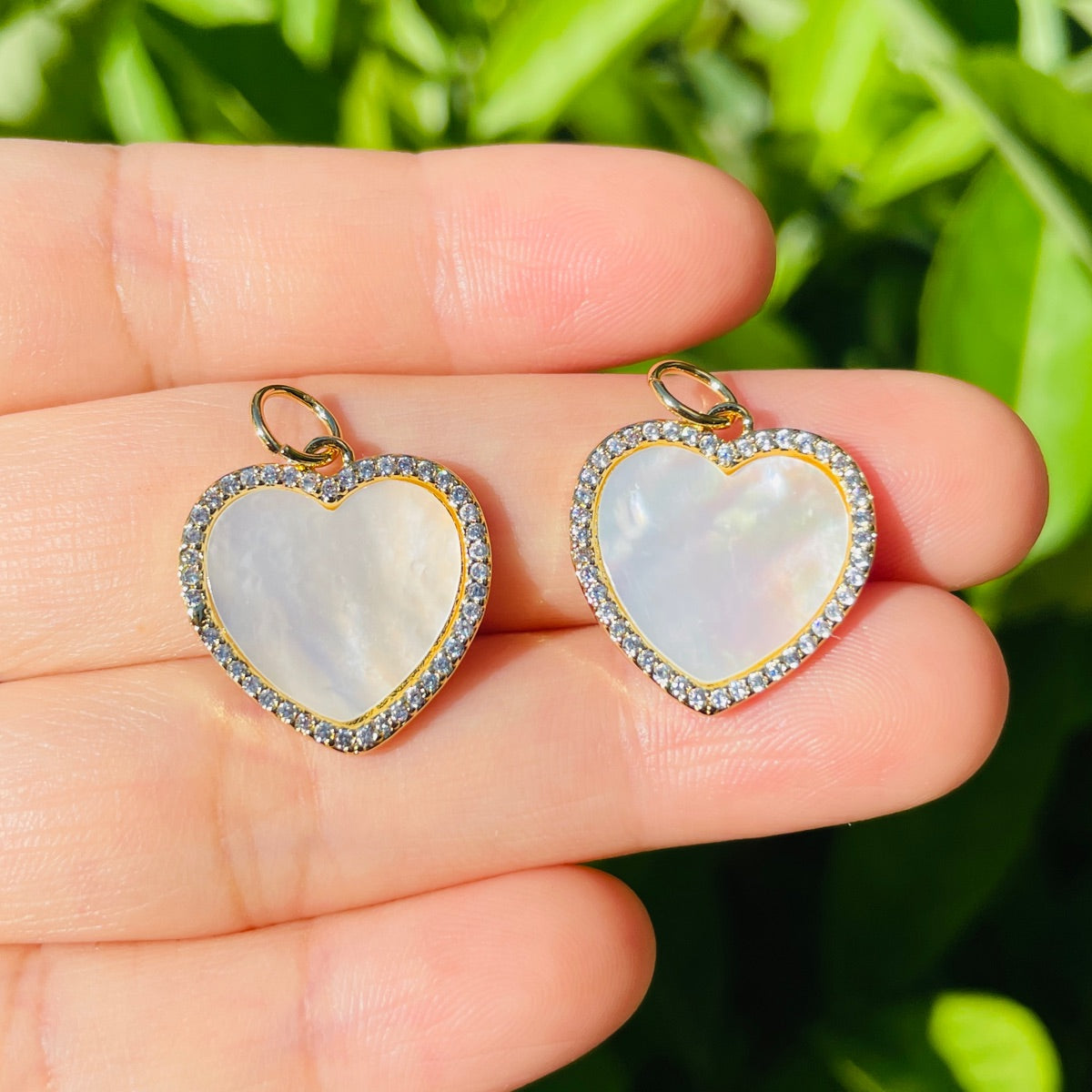5-10pcs/lot White Shell CZ Paved Heart Charms CZ Paved Charms Hearts New Charms Arrivals Charms Beads Beyond