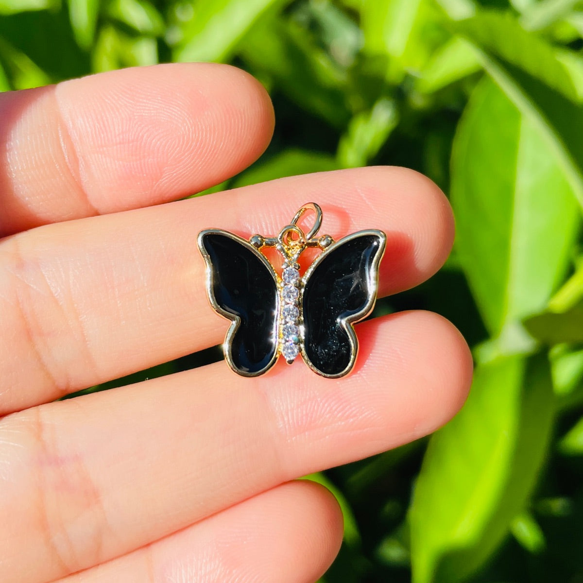 5pcs/lot Black Pink White Enamel CZ Paved Butterfly Charms Black on Gold CZ Paved Charms Butterflies New Charms Arrivals Charms Beads Beyond