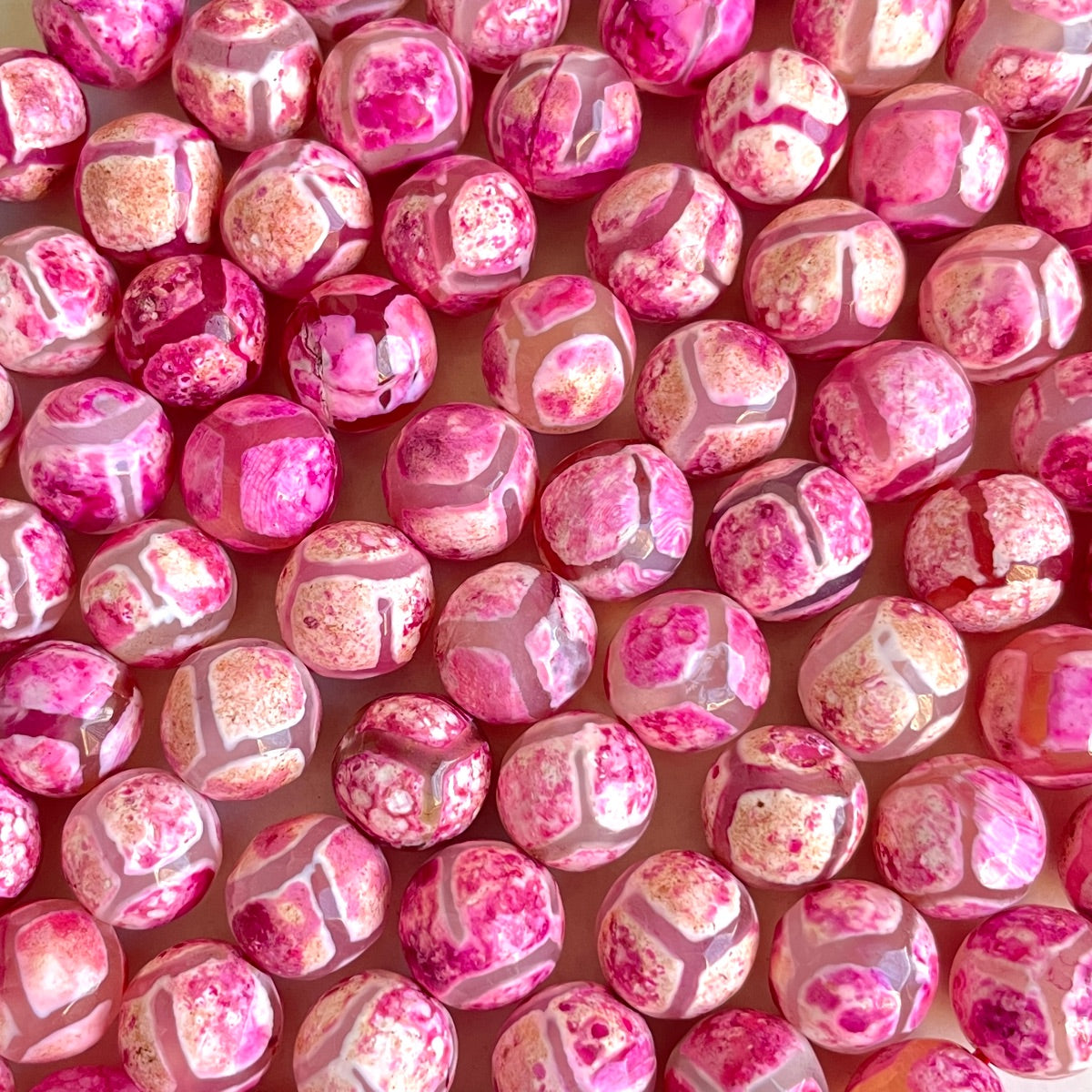 10mm Pink Tibetan Agate Faceted Stone Beads Stone Beads Breast Cancer Awareness New Beads Arrivals Tibetan Beads Charms Beads Beyond
