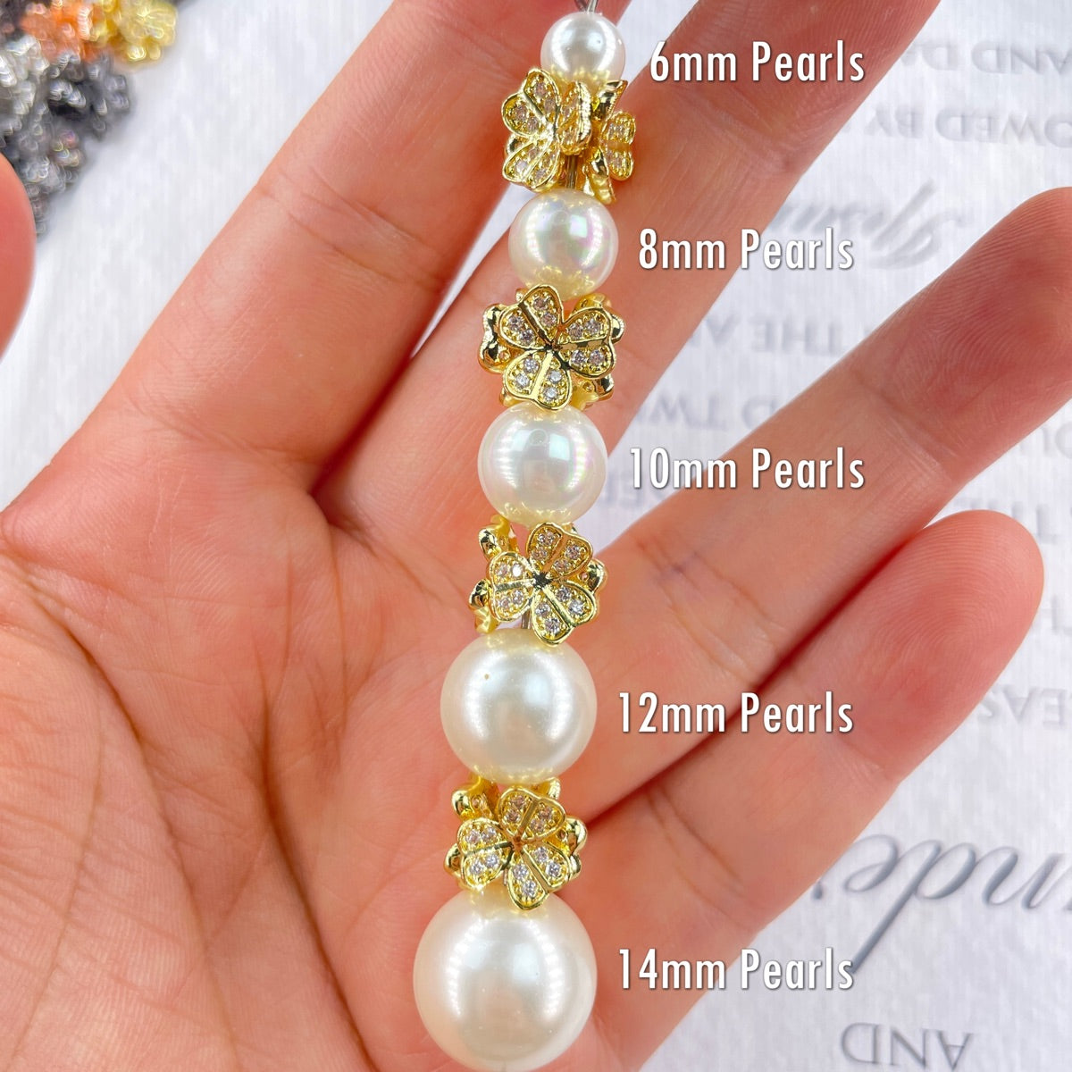 10-20-50pcs/lot 9mm CZ Paved Clover Flower Spacers CZ Paved Spacers New Spacers Arrivals Wholesale Charms Beads Beyond