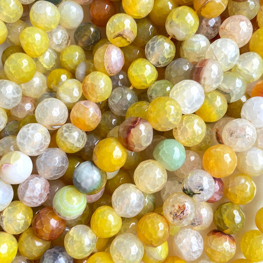 2 Strands/lot 10mm Yellow Dragon Agate Faceted Stone Beads Stone Beads Faceted Agate Beads New Beads Arrivals Charms Beads Beyond