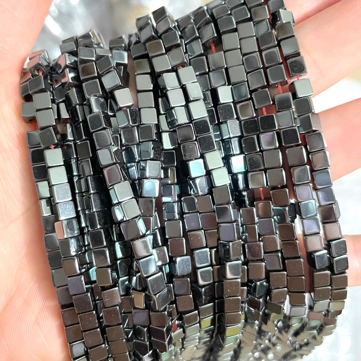 2 Strands/lot 4*4mm Square Hematite Stone Beads Black Stone Beads Hematite Beads New Beads Arrivals Charms Beads Beyond