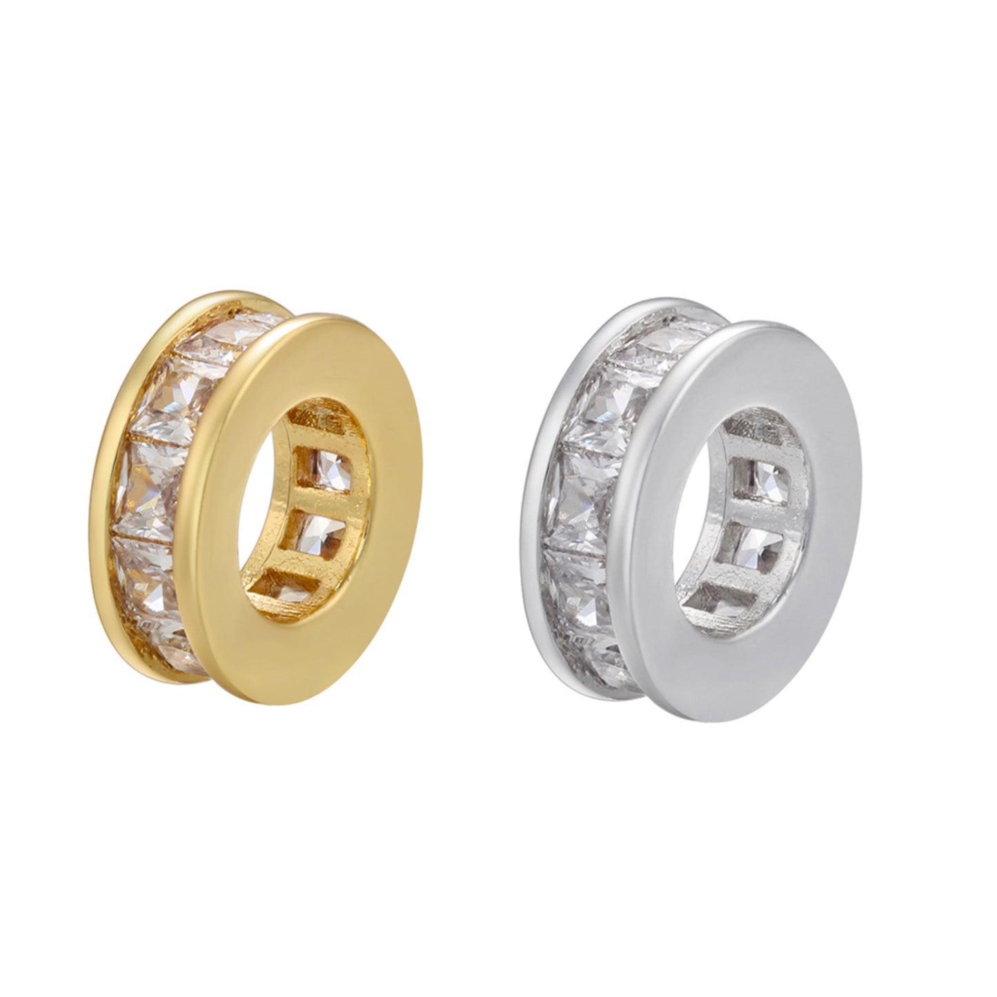 10pcs/lot 10.5*4mm Big Hole CZ Wheel Spacers Mix Colors CZ Paved Spacers Big Hole Beads New Spacers Arrivals Charms Beads Beyond