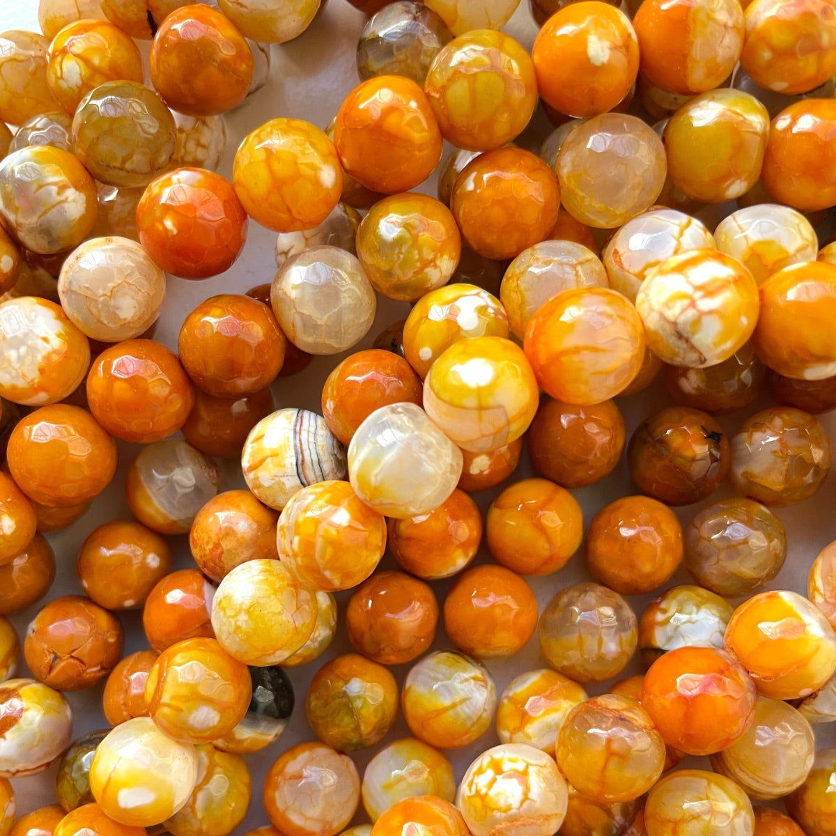 2 Strands/lot 10mm Colorful Cracked Fire Agate Faceted Stone Beads Yellow Stone Beads Faceted Agate Beads New Beads Arrivals Charms Beads Beyond