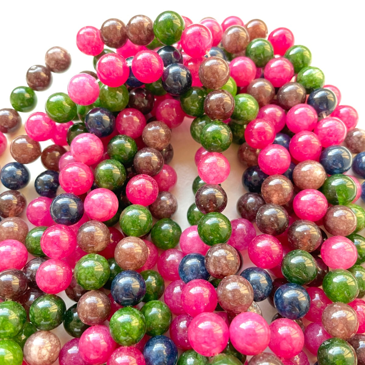 2 Strands/lot 10 Multicolor Hot Pink Brown Blue Green Chalcedony Jade Round Stone Beads Stone Beads New Beads Arrivals Other Stone Beads Charms Beads Beyond