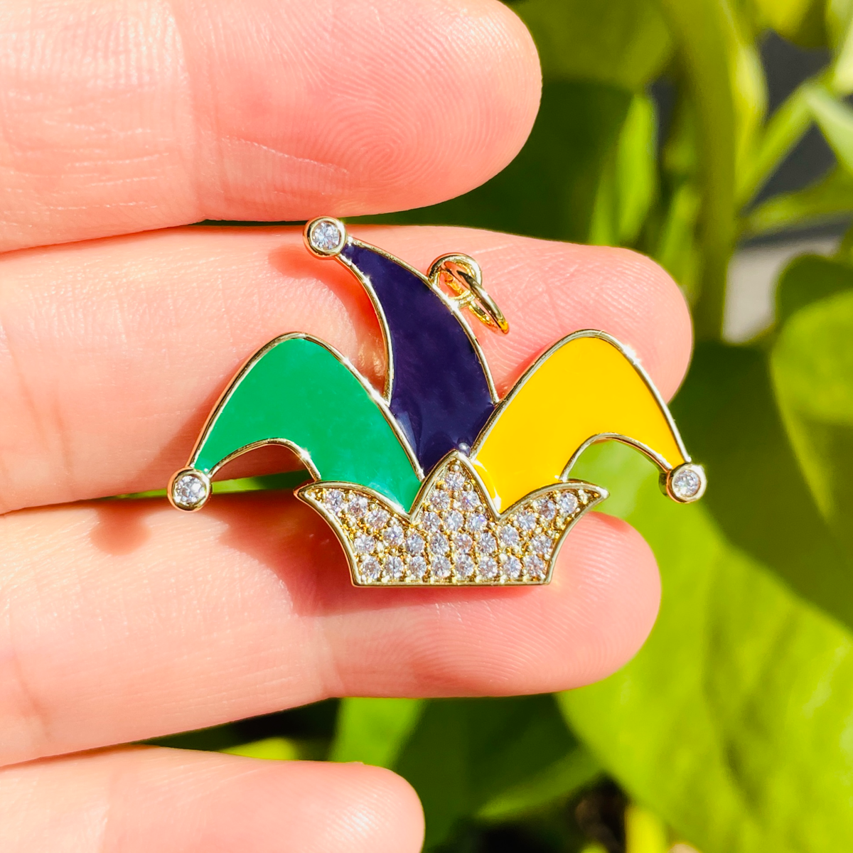 10pcs/lot CZ Paved Mardi Gras Joker Hat Charm Pendants CZ Paved Charms Mardi Gras New Charms Arrivals Charms Beads Beyond
