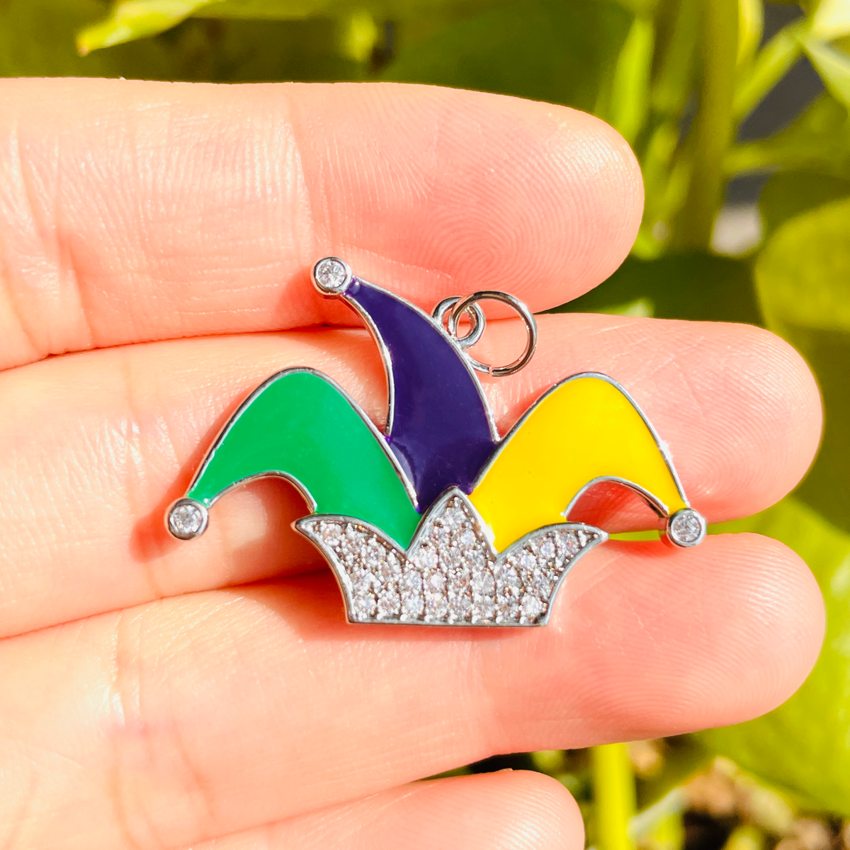 10pcs/lot CZ Paved Mardi Gras Joker Hat Charm Pendants CZ Paved Charms Mardi Gras New Charms Arrivals Charms Beads Beyond