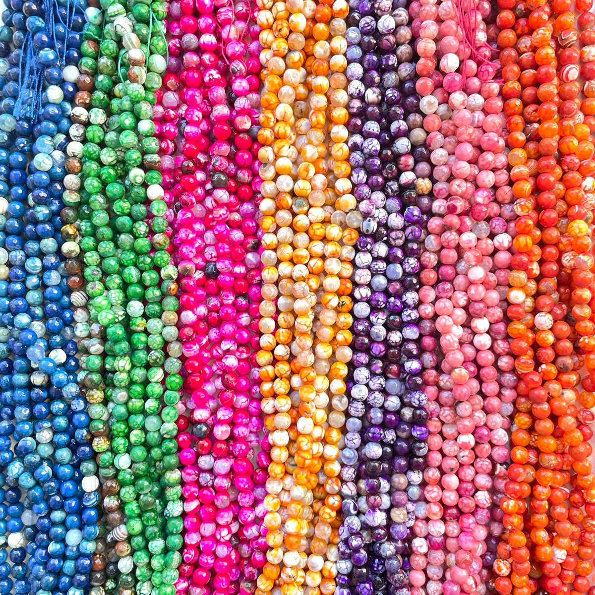 2 Strands/lot 8mm Colorful Cracked Fire Agate Faceted Stone Beads Stone Beads 8mm Stone Beads Faceted Agate Beads New Beads Arrivals Charms Beads Beyond