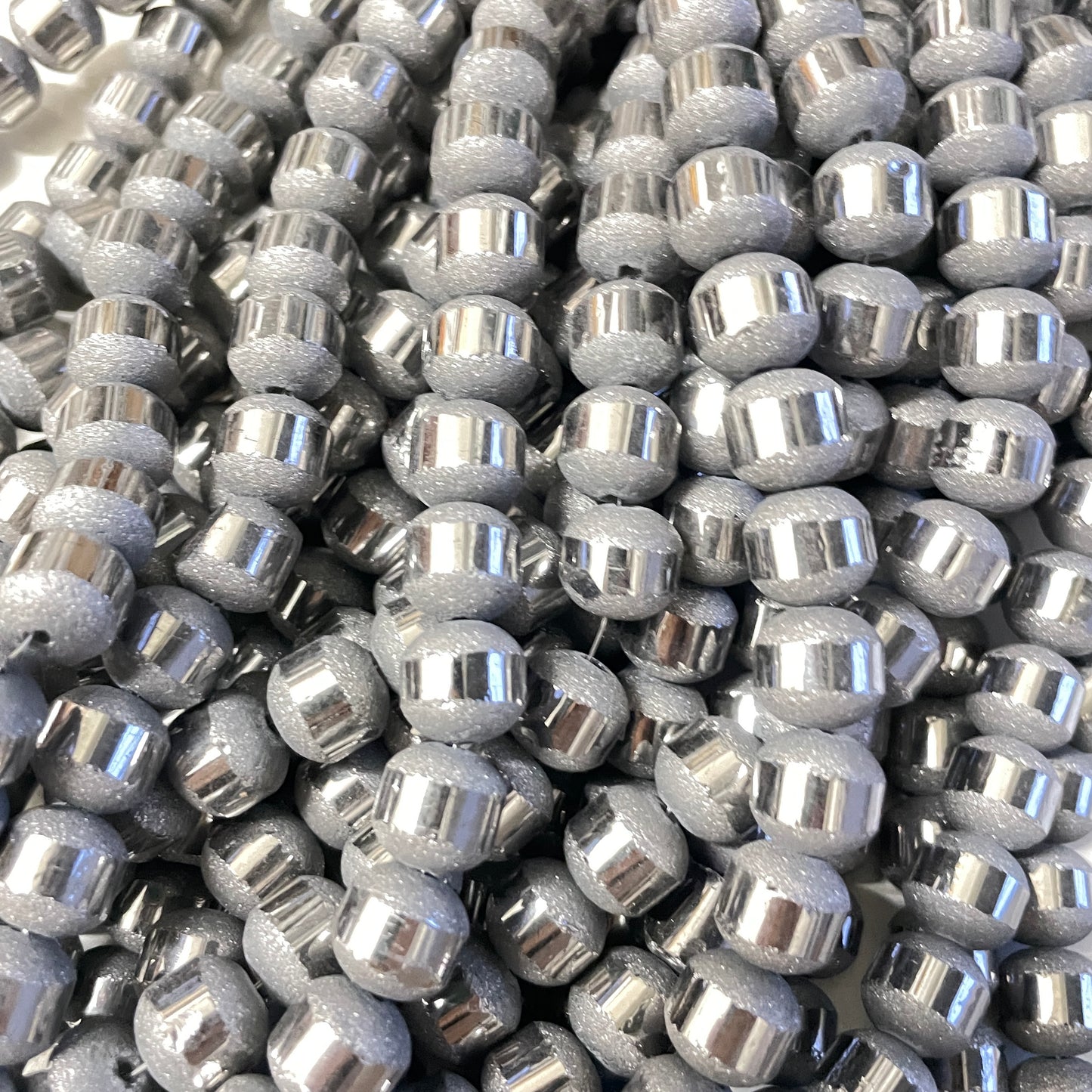 2 Strands/lot 10mm Electroplated Half Matte Round Glass Beads-Silver Glass Beads Round Glass Beads Charms Beads Beyond
