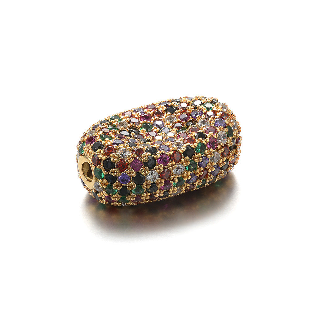 5-10pcs/lot 19*13mm Multicolor CZ Paved Oval Centerpiece Spacers Beads 10pcs Gold CZ Paved Spacers Colorful Zirconia Oval Spacers Charms Beads Beyond