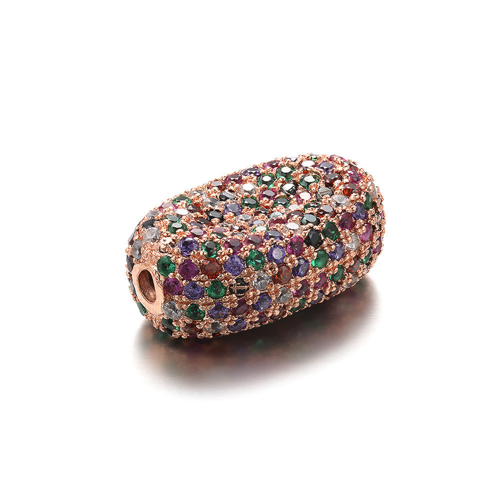 5-10pcs/lot 19*13mm Multicolor CZ Paved Oval Centerpiece Spacers Beads 10pcs Rose Gold CZ Paved Spacers Colorful Zirconia Oval Spacers Charms Beads Beyond